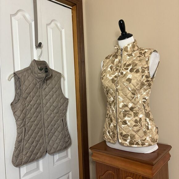 Eddie Bauer Women's XS Goose Down Quilted Vest Jacket Full Zip Set of Two - Picture 15 of 16